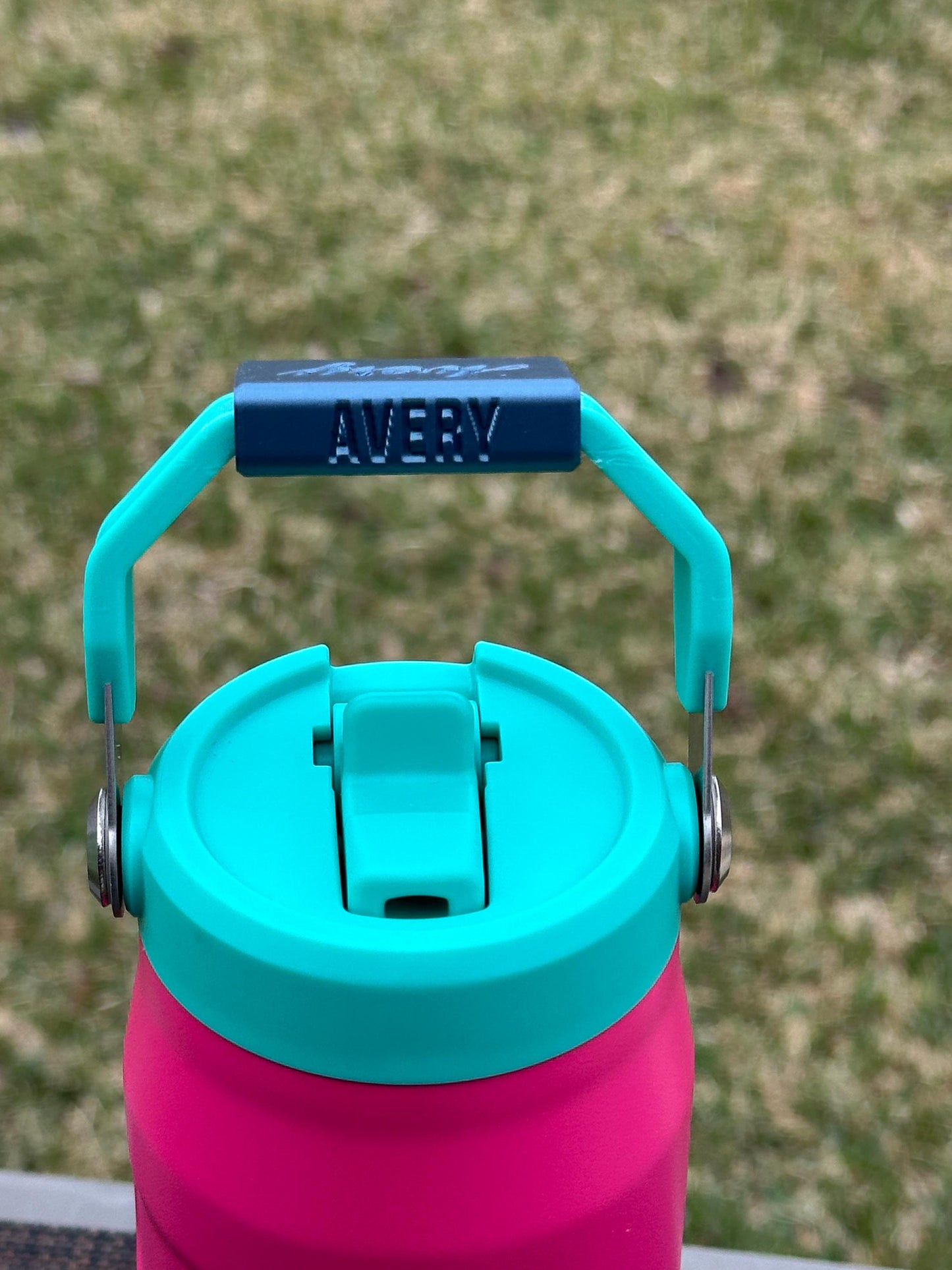 3 Sided Name Plate for Stanley Tumbler Handle, IceFlow 24 oz or 36 oz Flip Straw Lid Handle Name Tag, Must have movable handle as shown