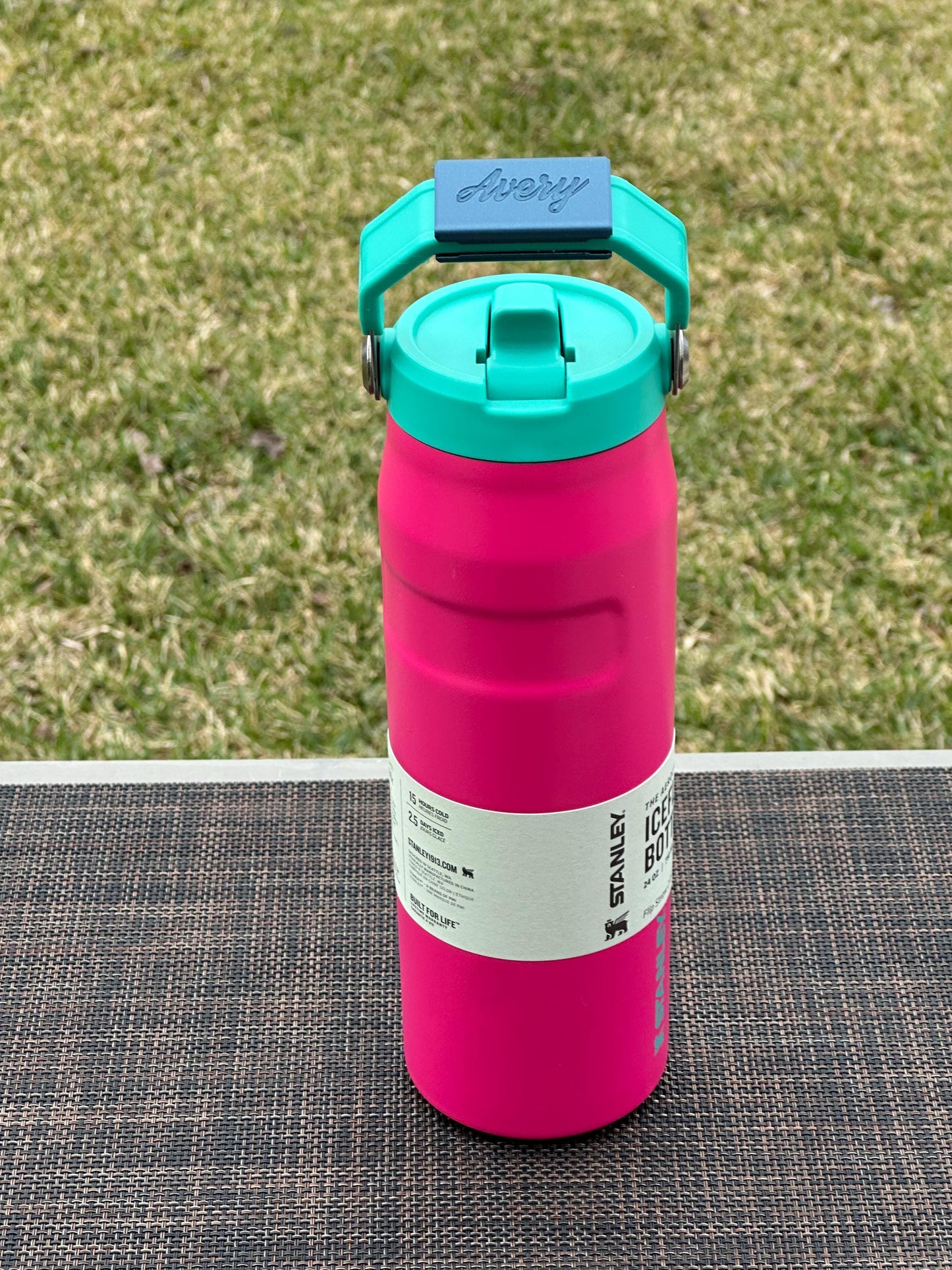 3 Sided Name Plate for Stanley Tumbler Handle, IceFlow 24 oz or 36 oz Flip Straw Lid Handle Name Tag, Must have movable handle as shown