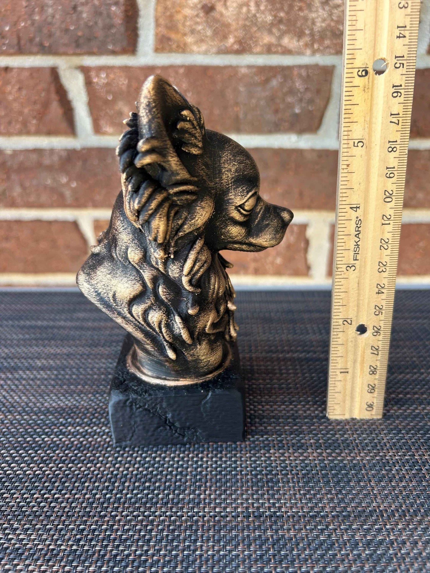 Longhaired Chihuahua Bust - Hand-Painted, Customizable, 3D Printed