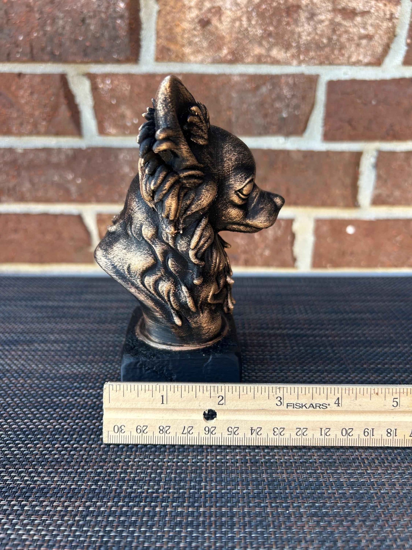 Longhaired Chihuahua Bust - Hand-Painted, Customizable, 3D Printed