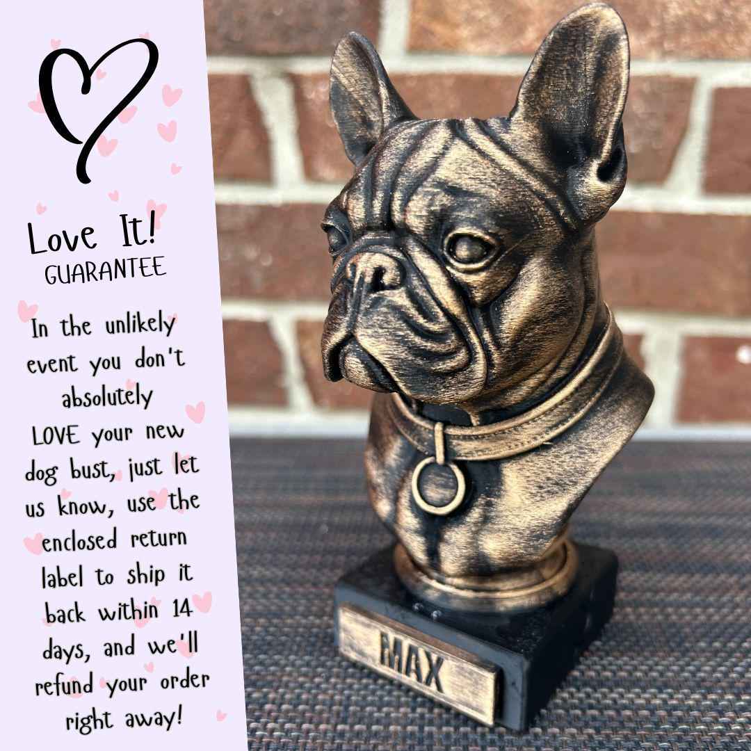 French Bulldog Bust - Hand-Painted, Customizable, 3D Printed - Frenchie Bust