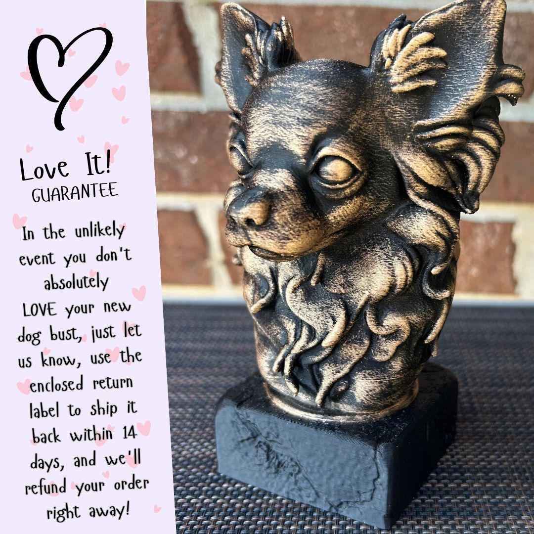 Longhaired Chihuahua Bust - Hand-Painted, Customizable, 3D Printed