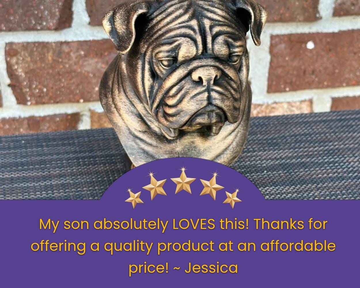 Pug Bust - Hand-Painted, Customizable, 3D Printed