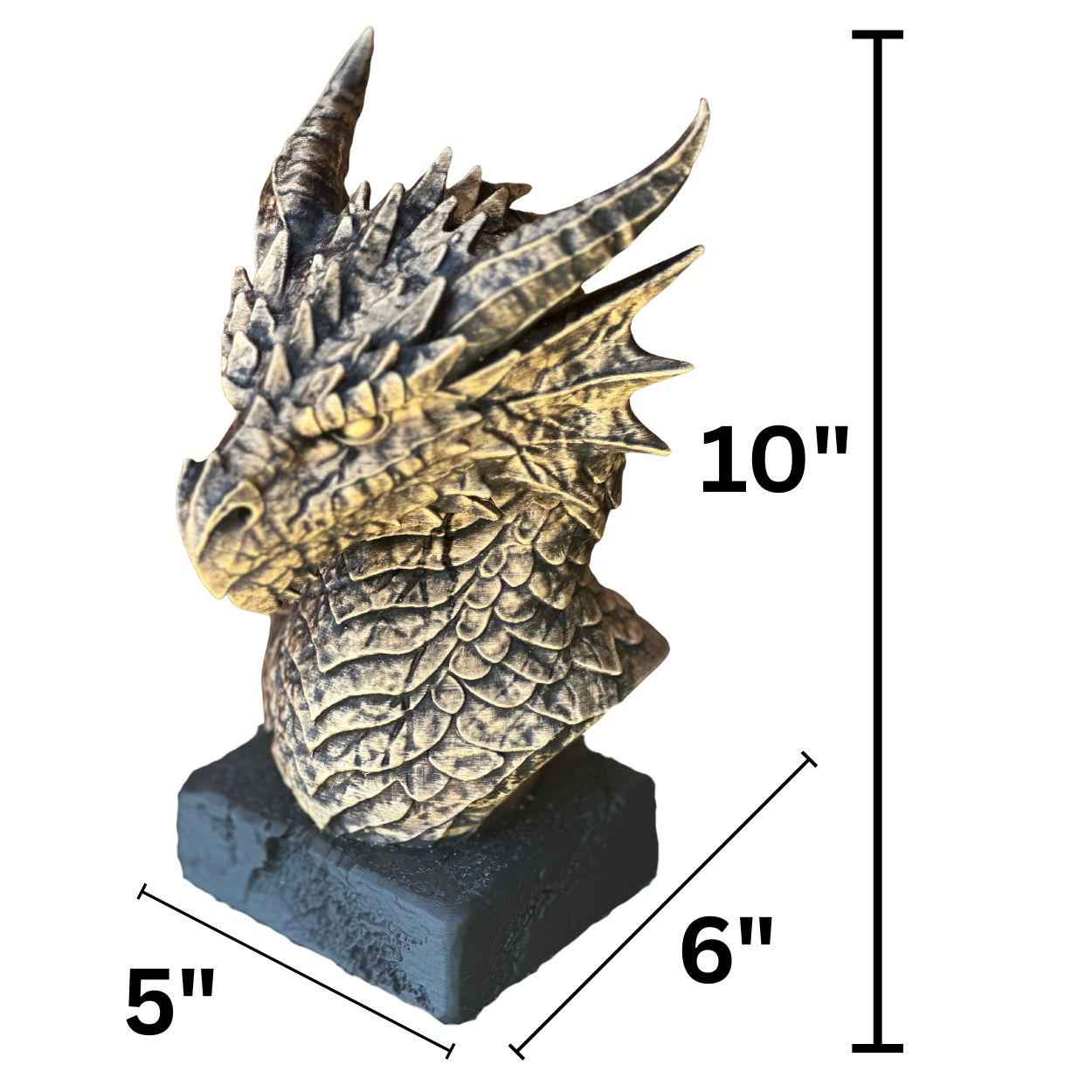 Storm Dragon Bust - Hand-Painted, Customizable, 3D Printed