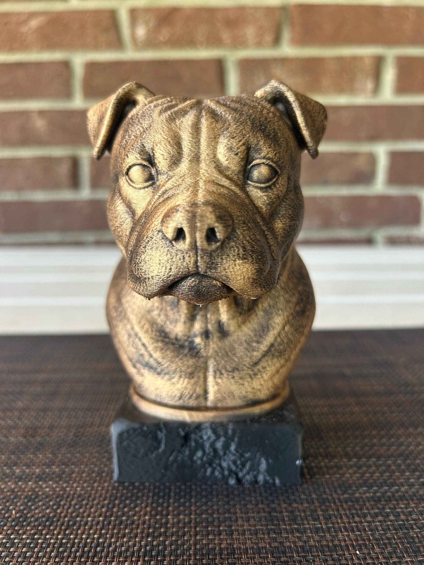 American Bully Natural Ears Bust - Hand-Painted, Customizable, 3D Printed