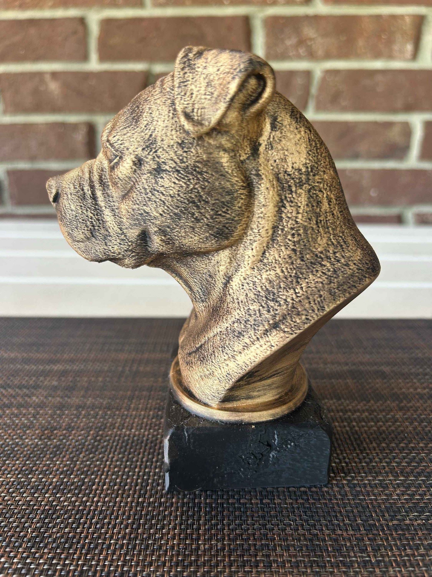 American Bully Natural Ears Bust - Hand-Painted, Customizable, 3D Printed