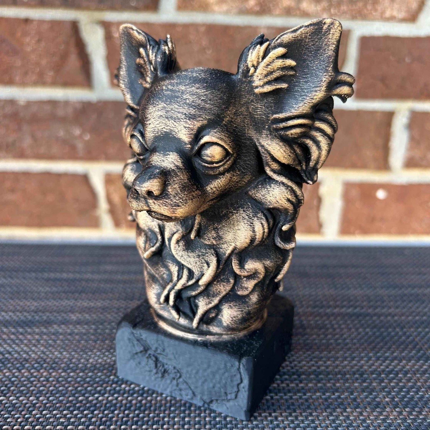 Longhaired Chihuahua Bust - Hand-Painted, Customizable, 3D Printed