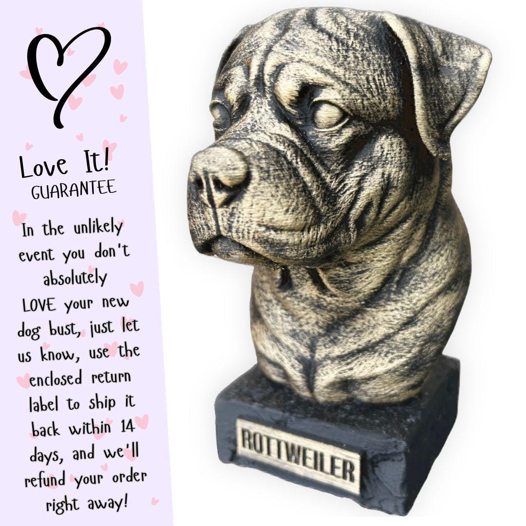 Rottweiler Bust - Hand-Painted, Customizable, 3D Printed
