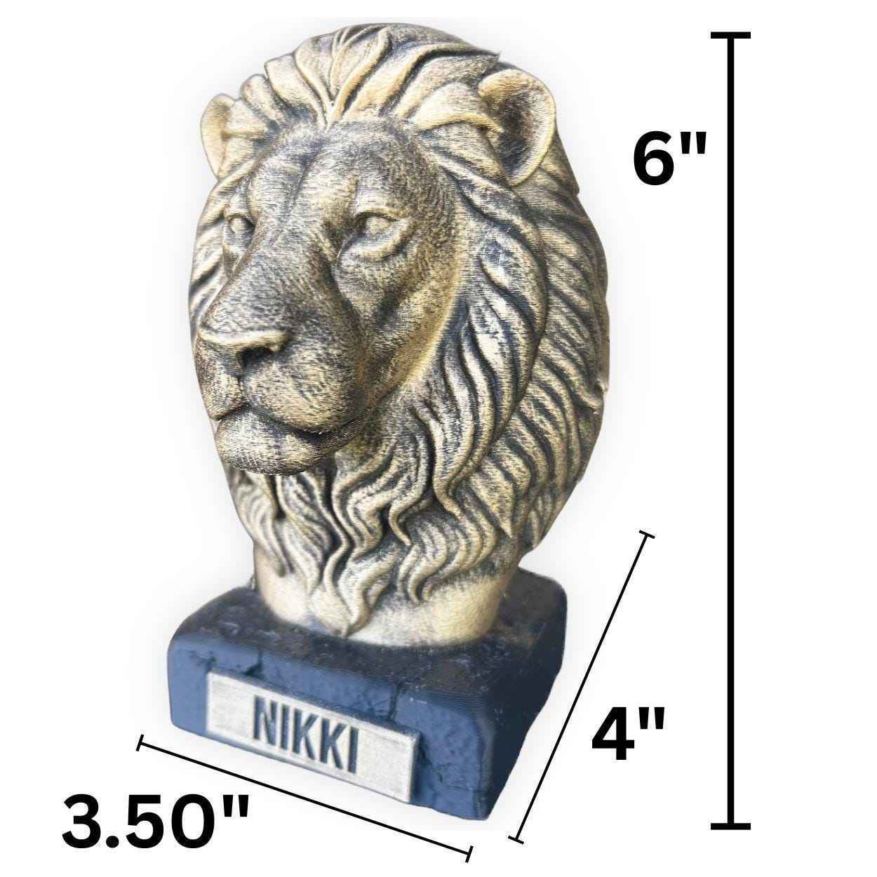 Lion Bust - Hand-Painted, Customizable, 3D Printed