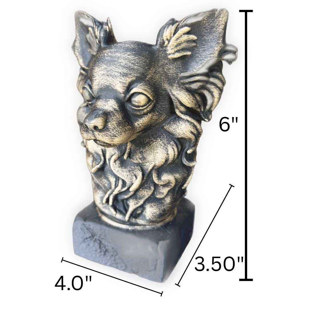 Longhaired Chihuahua Bust - Hand-Painted, Customizable, 3D Printed