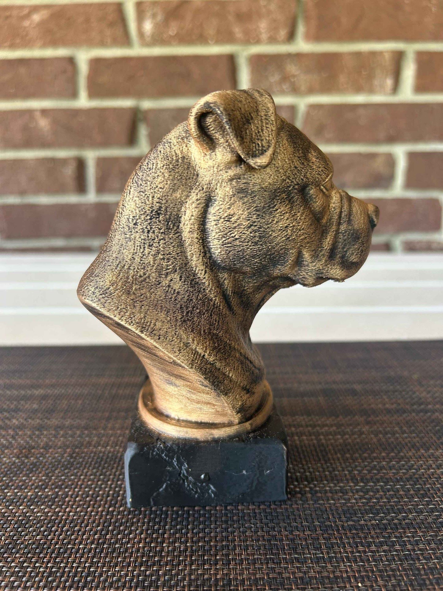 American Bully Natural Ears Bust - Hand-Painted, Customizable, 3D Printed