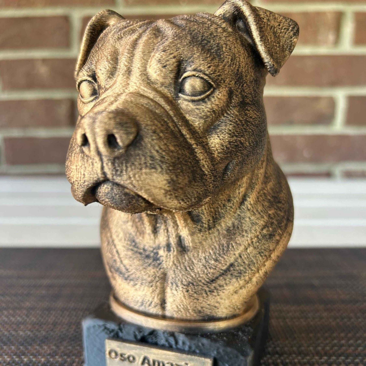 American Bully Natural Ears Bust - Hand-Painted, Customizable, 3D Printed