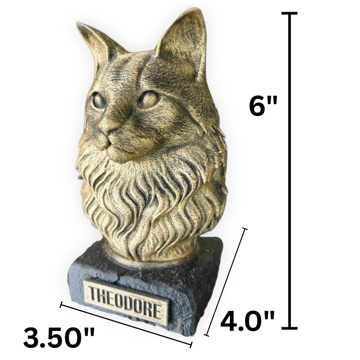 Maine Coon Bust - Hand-Painted, Customizable, 3D Printed