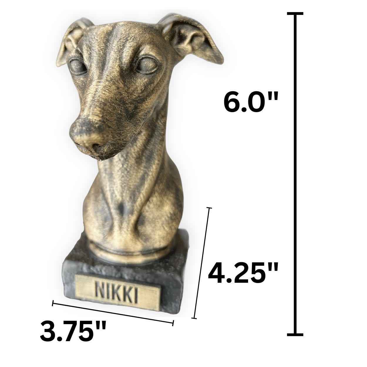 Whippet Bust - Hand-Painted, Customizable, 3D Printed