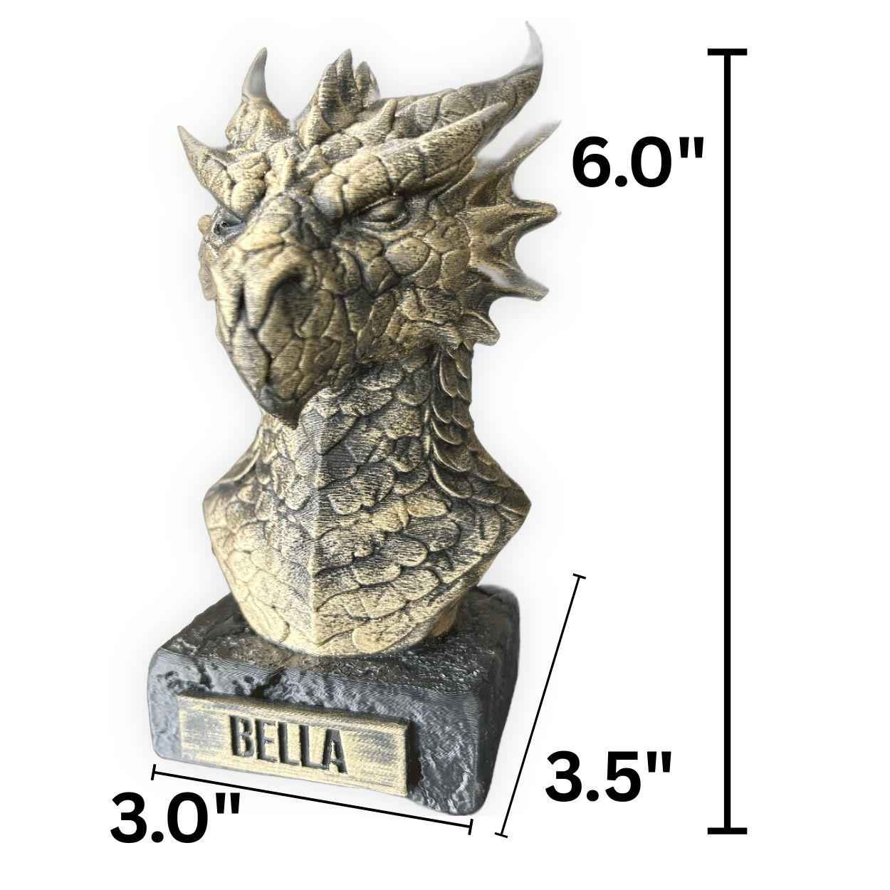 Fire Dragon Bust - Hand-Painted, Customizable, 3D Printed