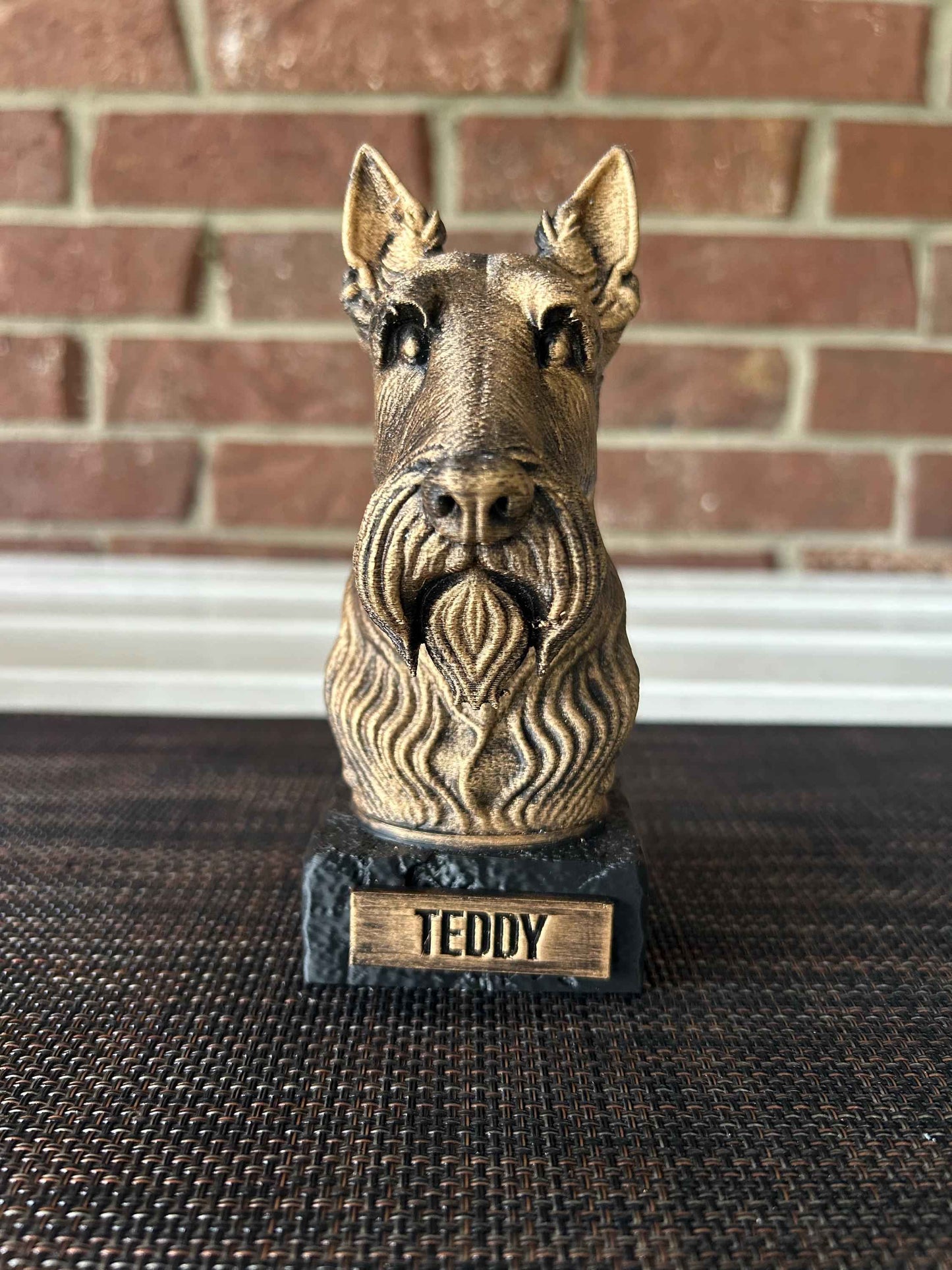 Schnauzer- Hand-Painted, Customizable, 3D Printed, Pet Memorial