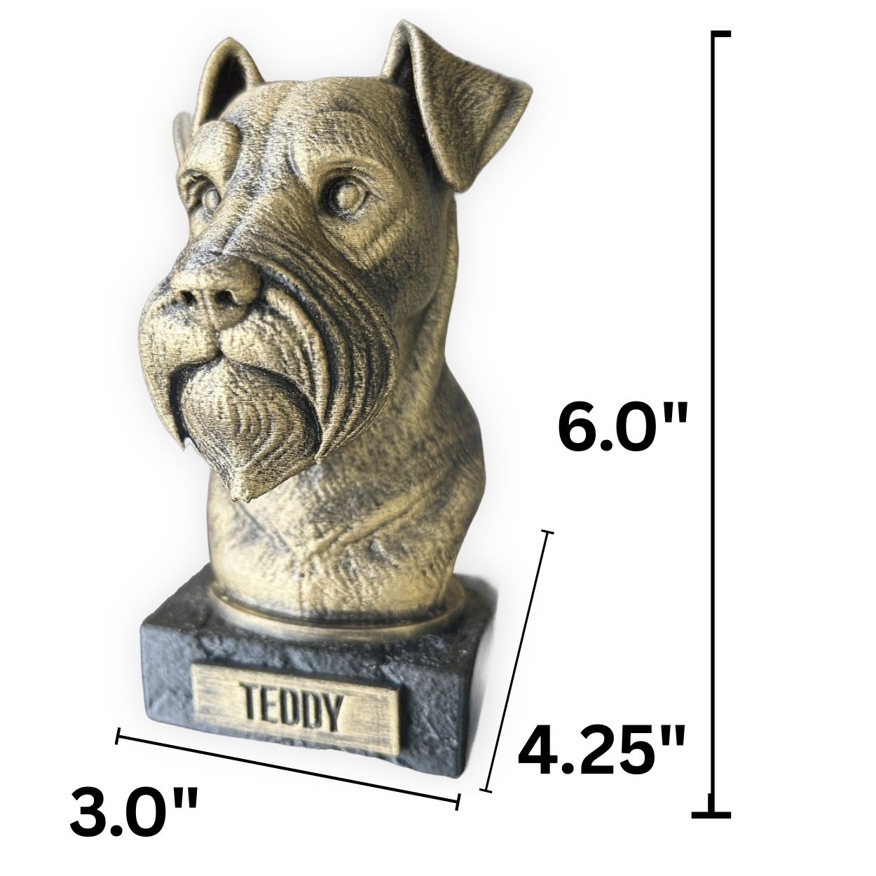 Schnauzer- Hand-Painted, Customizable, 3D Printed, Pet Memorial