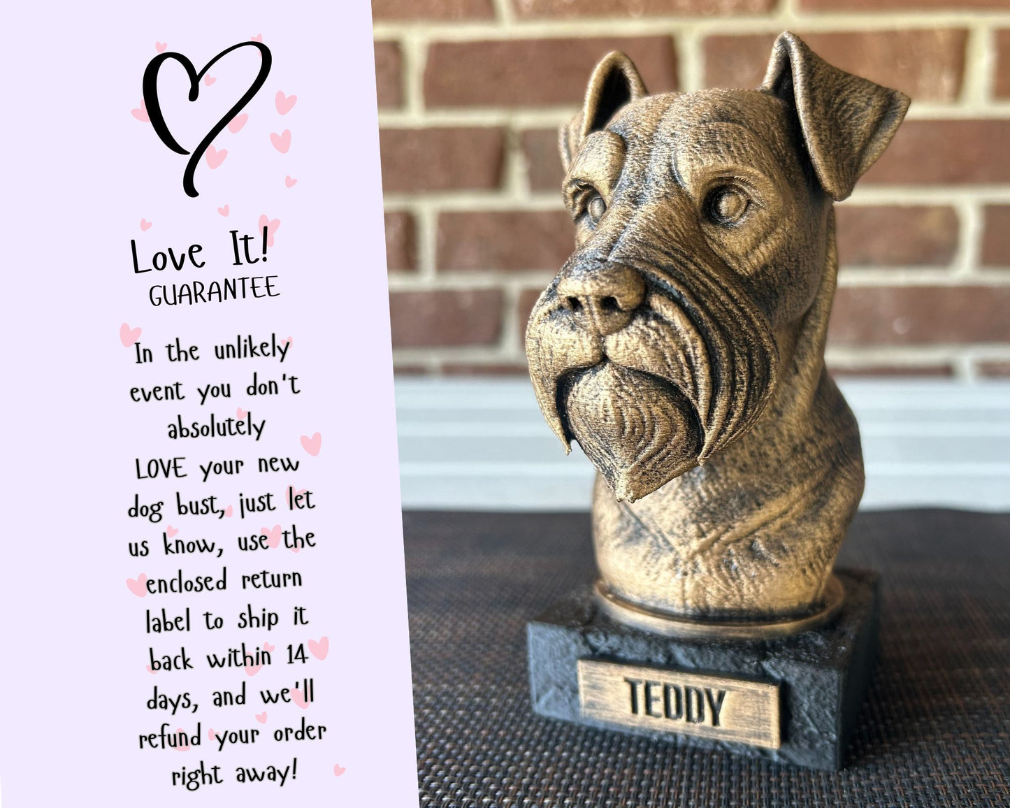 Schnauzer- Hand-Painted, Customizable, 3D Printed, Pet Memorial