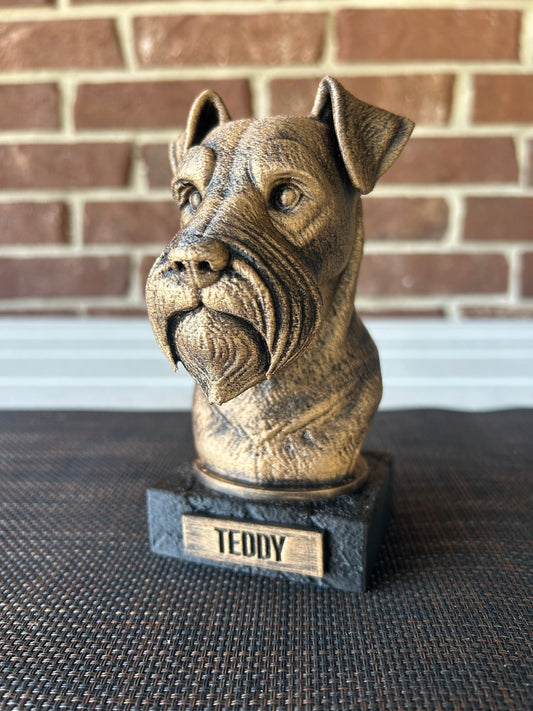 Schnauzer- Hand-Painted, Customizable, 3D Printed, Pet Memorial