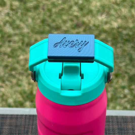 3 Sided Name Plate for Stanley Tumbler Handle, IceFlow 24 oz or 36 oz Flip Straw Lid Handle Name Tag, Must have movable handle as shown
