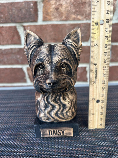 Yorkie Bust - Hand-Painted, Customizable, 3D Printed