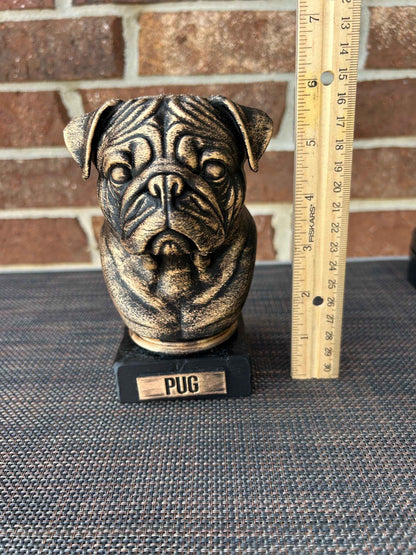 Pug Bust  - Hand-Painted, Customizable, 3D Printed