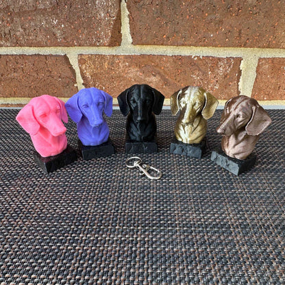 Dachshund Keychain Bust -  3D Printed - Desk Toy - Board Game Token