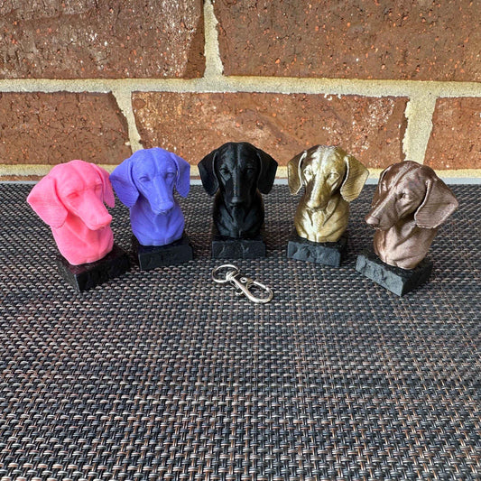 Dachshund Keychain Bust -  3D Printed - Desk Toy - Board Game Token