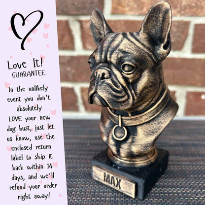French Bulldog Bust  - Hand-Painted, Customizable, 3D Printed - Frenchie Bust