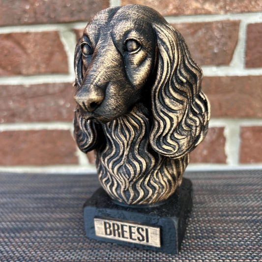 Long haired Dachshund Bust - Hand-Painted, Customizable, 3D Printed