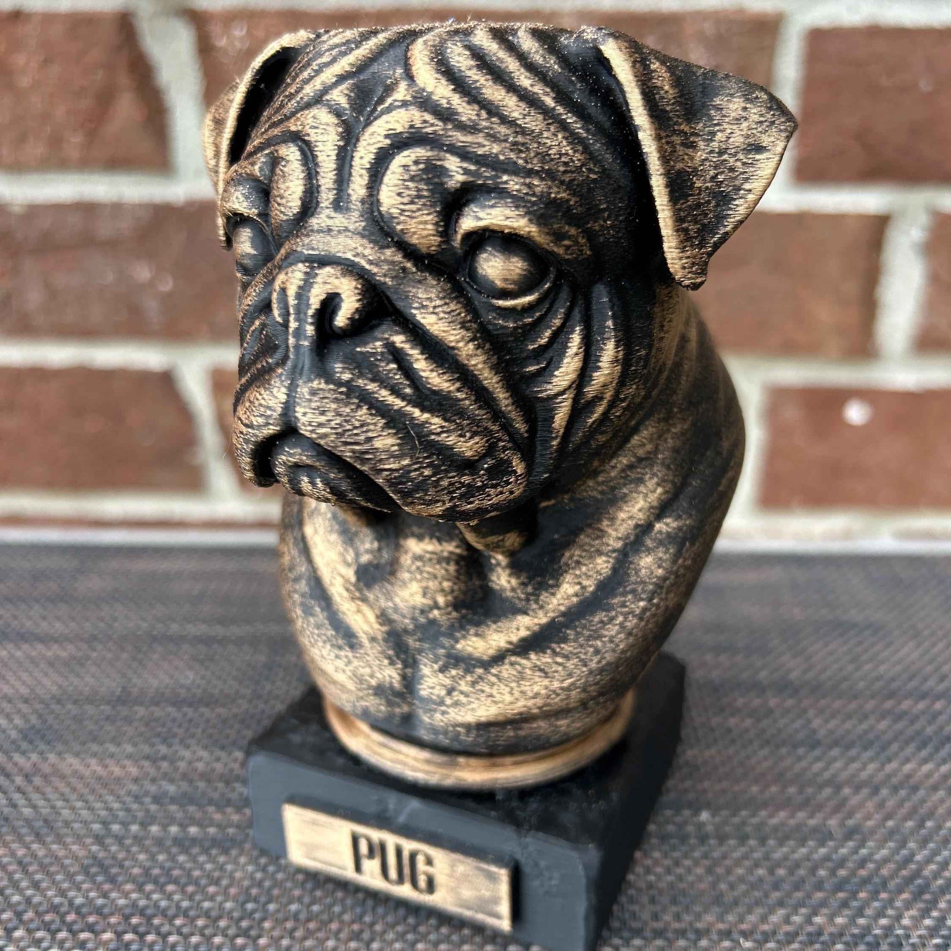 Pug Bust  - Hand-Painted, Customizable, 3D Printed