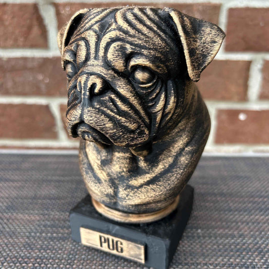 Pug Bust  - Hand-Painted, Customizable, 3D Printed