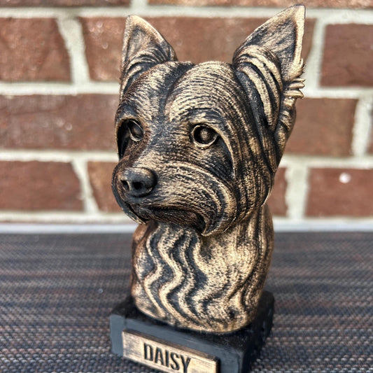 Yorkie Bust - Hand-Painted, Customizable, 3D Printed
