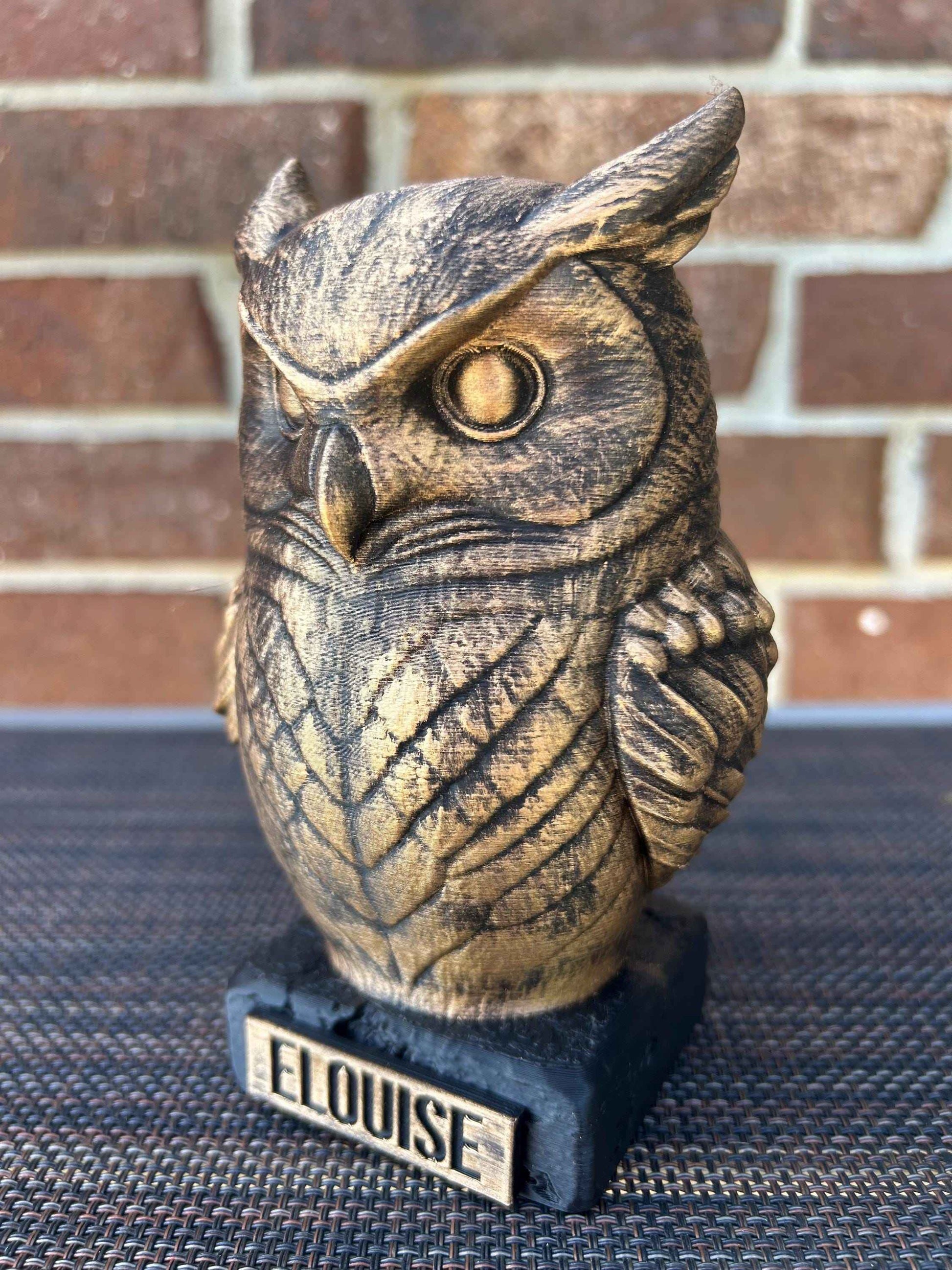Owl Bust  - Hand-Painted, Customizable, 3D Printed