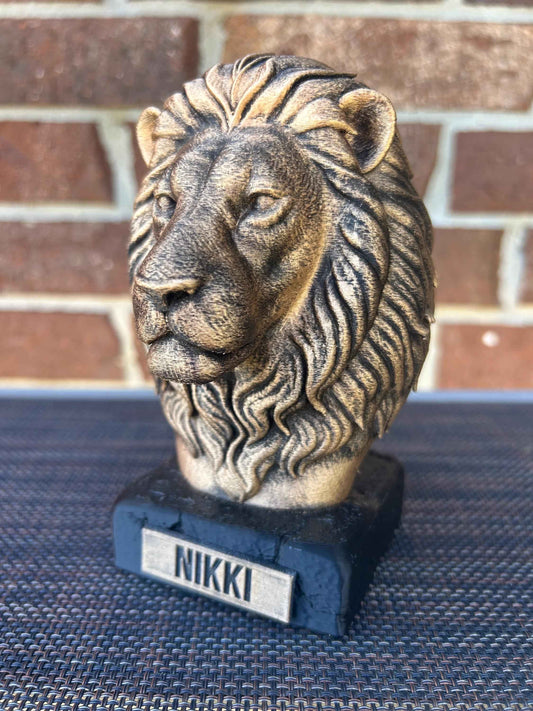 Lion Bust  - Hand-Painted, Customizable, 3D Printed