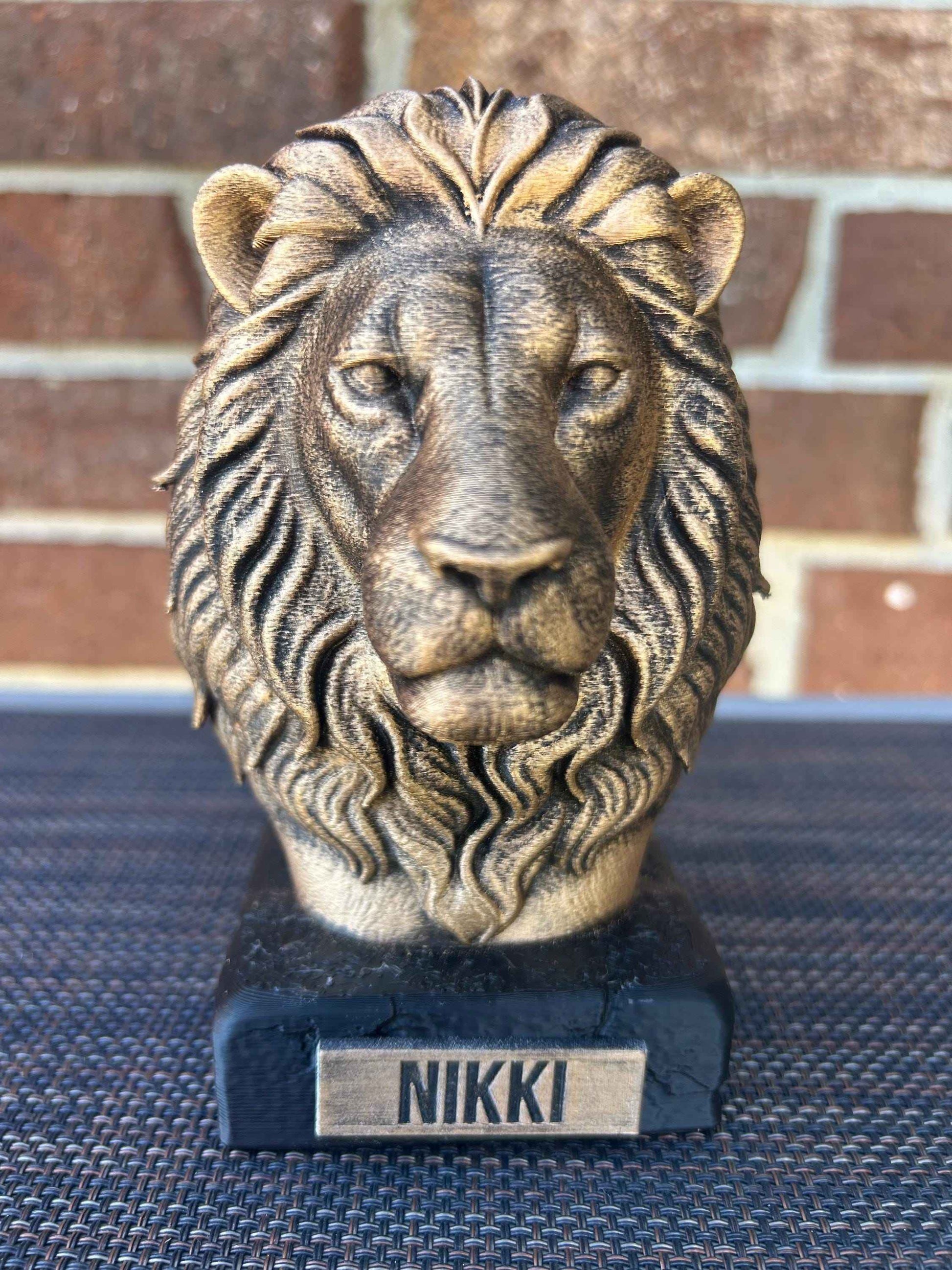Lion Bust  - Hand-Painted, Customizable, 3D Printed