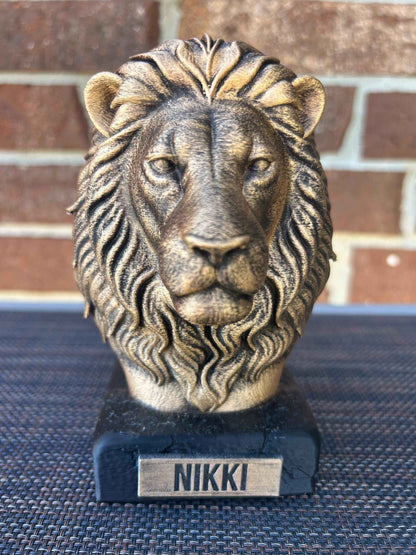 Lion Bust  - Hand-Painted, Customizable, 3D Printed