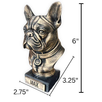 French Bulldog Bust  - Hand-Painted, Customizable, 3D Printed - Frenchie Bust