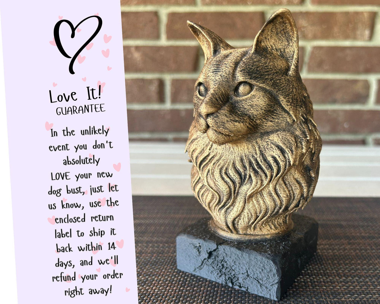 Maine Coon Bust - Hand-Painted, Customizable, 3D Printed