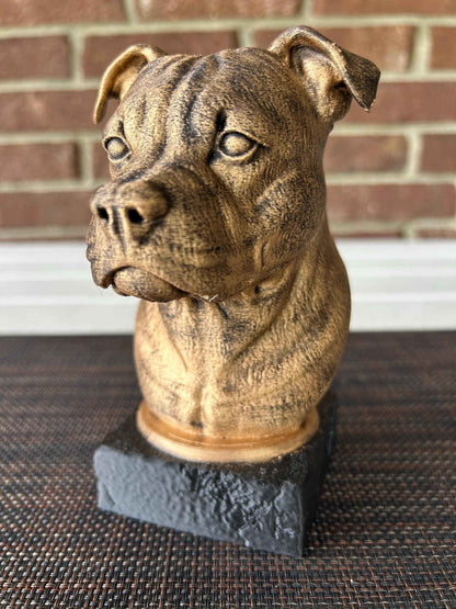 Staffordshire Bull Terrier Bust  - Hand-Painted, Customizable, 3D Printed