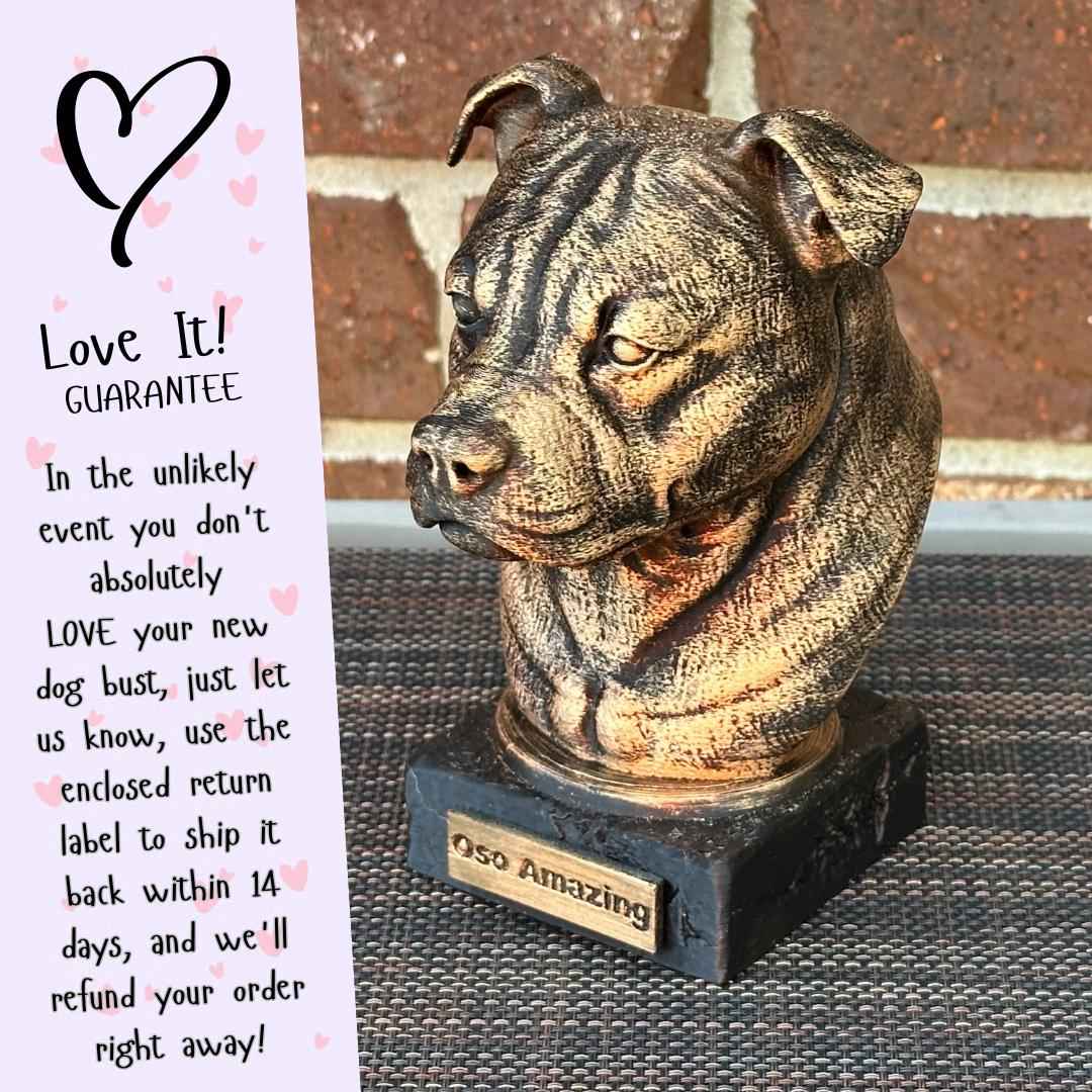 Staffordshire Bull Terrier Bust  - Hand-Painted, Customizable, 3D Printed
