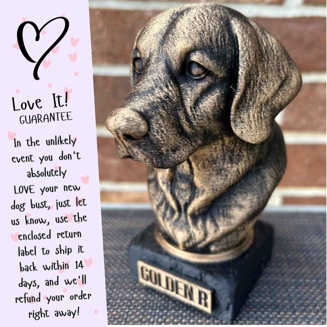 Golden Retriever Bust  - Hand-Painted, Customizable, 3D Printed