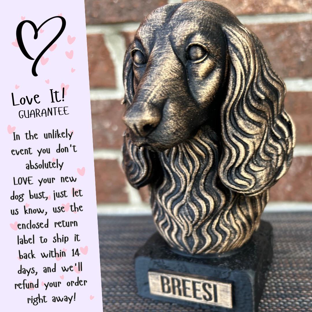 Long haired Dachshund Bust - Hand-Painted, Customizable, 3D Printed