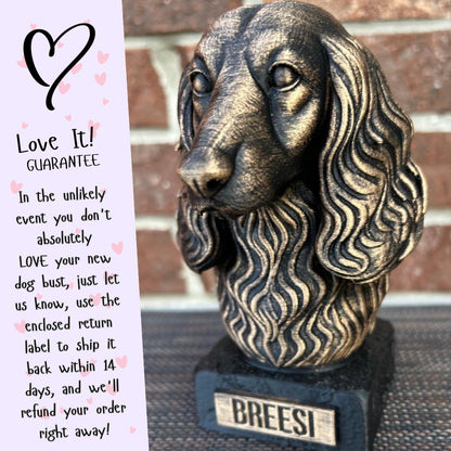 Long haired Dachshund Bust - Hand-Painted, Customizable, 3D Printed