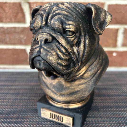 English Bulldog Bust  - Hand-Painted, Customizable, 3D Printed