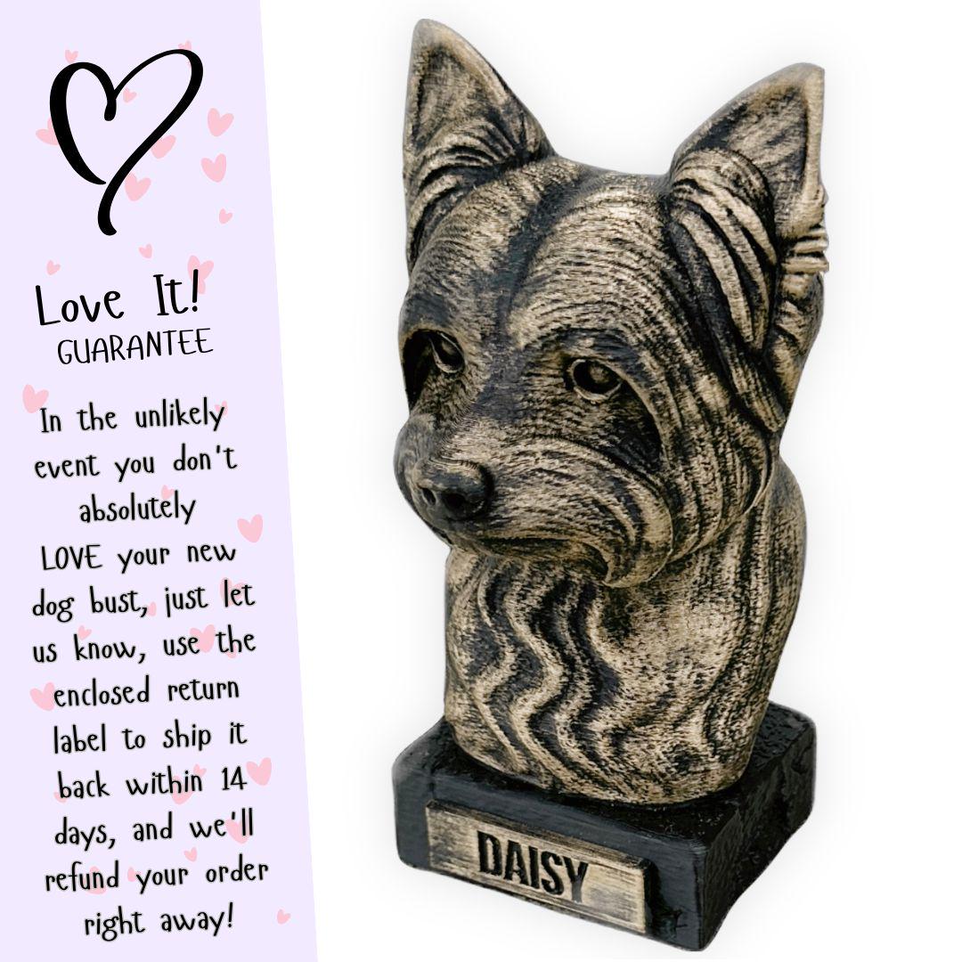 Yorkie Bust - Hand-Painted, Customizable, 3D Printed