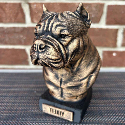 American Bully Bust  - Hand-Painted, Customizable, 3D Printed