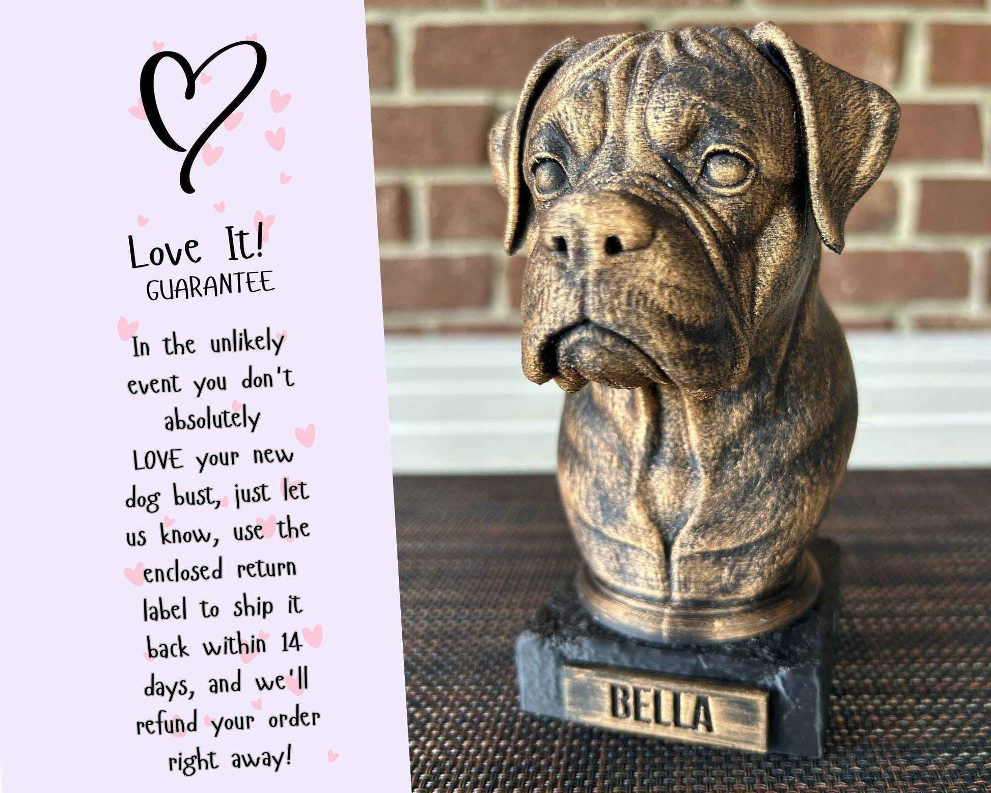 Boxer Bust  - Hand-Painted, Customizable, 3D Printed