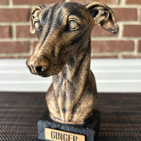 Greyhound Bust  - Hand-Painted, Customizable, 3D Printed