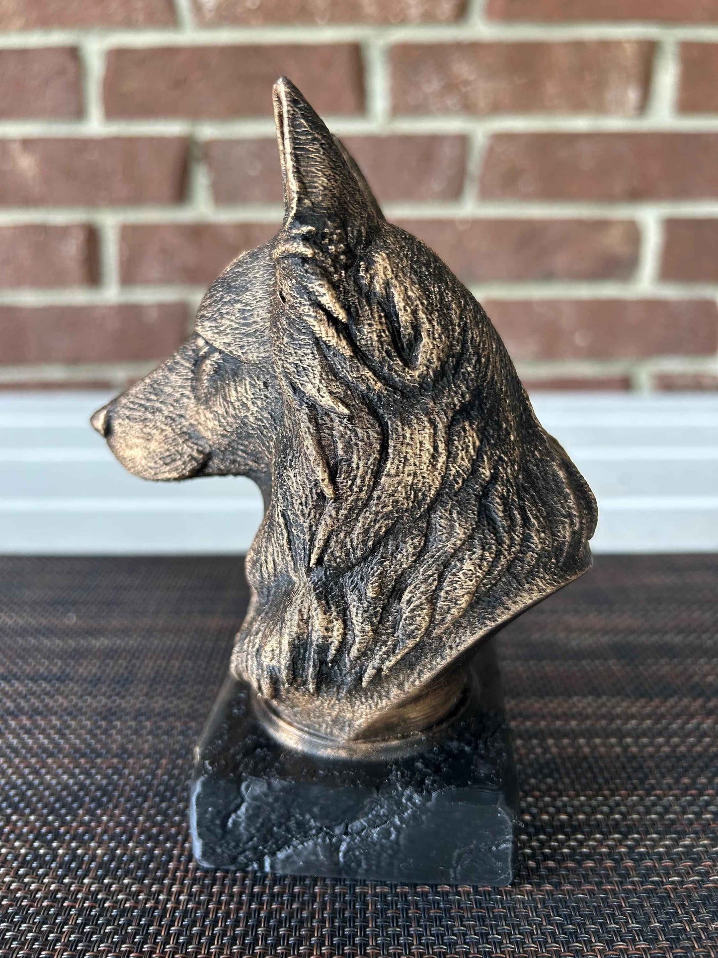 Long Hair German Shepard Bust  - Hand-Painted, Customizable, 3D Printed